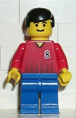 Soccer Player - Red and Blue Team with Number 8 (soc065)