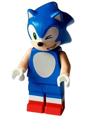 Sonic the Hedgehog - Light Nougat Face and Arms, Winking, Open Mouth Smile to Left (son001)