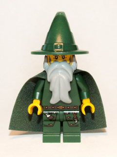 Kingdoms - Dark Green Wizard, Light Bluish Gray Beard, Cape (cas509)
