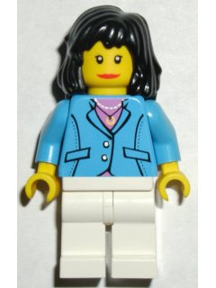 Medium Blue Jacket, White Legs, Black Mid-Length Female Hair (trn117)