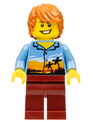 Plane Passenger, Dark Orange Hair, Hawaiian Shirt, Dark Red Legs (cty0948)