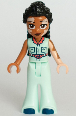 Friends Jordin - Light Aqua Jumpsuit Bell-Bottoms, Dark Blue Shoes (frnd0719)