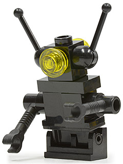 Classic Space Droid - Hinge Base, Black with Trans-Yellow Eyes (Bar through Torso) (sp075new)