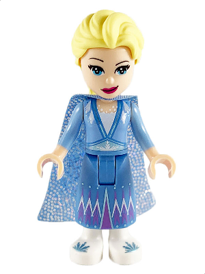 Elsa - Glitter Cape with Two Tails, Medium Blue Skirt with White Shoes, Lopsided Grin (dp069)