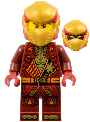 Kai - Dragons Rising, Tunic with Shoulder Armor, Red and Pearl Gold Head Wrap (njo0925)