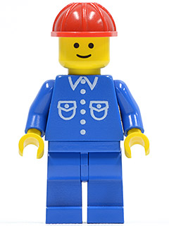 Shirt with 6 Buttons - Blue, Blue Legs, Red Construction Helmet (but011)