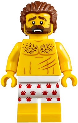 Mountain Police - Crook Male Bare Chest, White Underwear with Red Pawprints Pattern (cty0850)