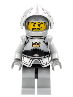 Fantasy Era - Crown Knight Plain with Breastplate, Helmet with Visor, Curly Eyebrows and Goatee, Black Hips, Light Bluish Gray Legs (cas350)