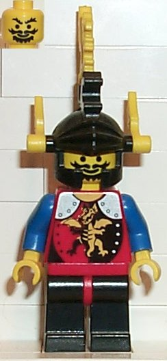 Dragon Knights - Knight 2, Black Legs with Red Hips, Black Dragon Helmet, Yellow Plumes (cas018)
