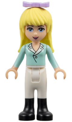 Friends Stephanie - Light Aqua Long Sleeve Top with Collar, White Pants, Black Boots, Lavender Bow (frnd0068)