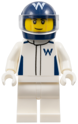 Formula 1 Driver, Williams - Male, White Racing Suit, Dark Blue Helmet, Trans-Clear Visor (cty1847)