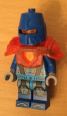 Royal Soldier / King's Guard - Blue Helmet with Eye Slit, Trans-Neon Orange Armor, Clip on Back (nex111)