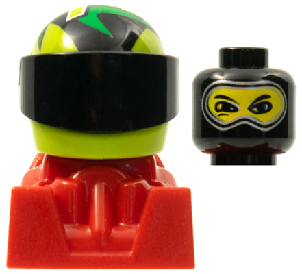 Racer, Black Balaclava, Lime Helmet with Pattern, Red Body (rac091)