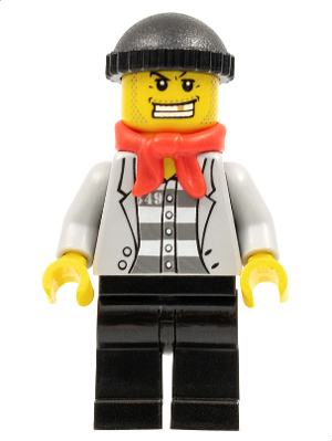 Police - Jail Prisoner Jacket over Prison Stripes, Black Legs, Black Knit Cap, Gold Tooth, Bandana (cty0254)
