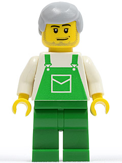 Overalls Green with Pocket, Green Legs, Light Bluish Gray Male Hair (ovr032)