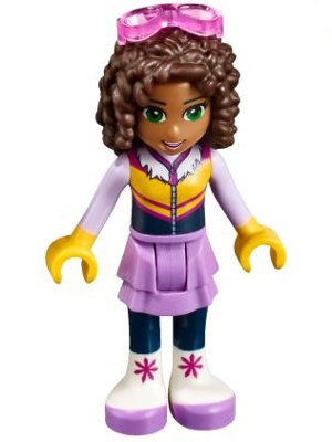 Friends Andrea - Medium Lavender Skirt, Ski Vest, Glasses (frnd0219)