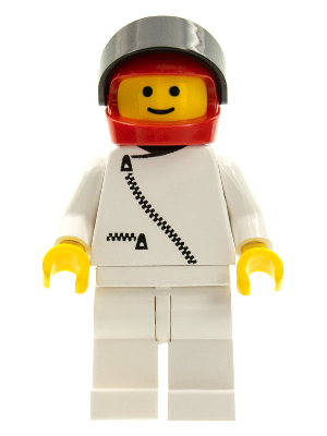 Jacket with Zipper - White, White Legs, Red Helmet, Black Visor (zip012)