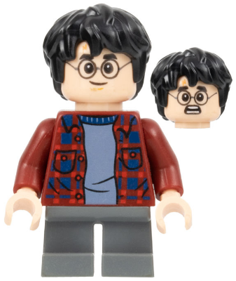 Harry Potter - Dark Red Plaid Flannel Shirt, Dark Bluish Gray Short Legs (hp143)