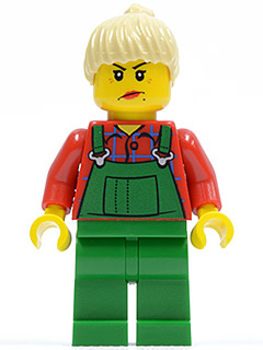 Overalls Farmer Green, Tan Ponytail Hair (cty0059)