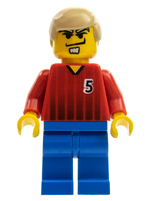 Soccer Player - Red and Blue Team with Number 5 (soc063)