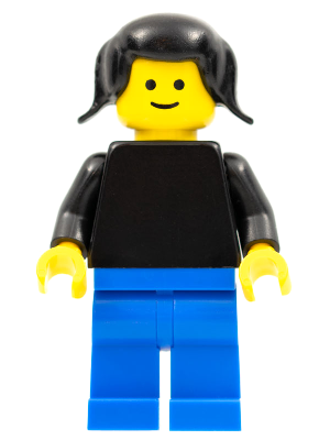 Plain Black Torso with Black Arms, Blue Legs, Black Pigtails Hair (pln136)