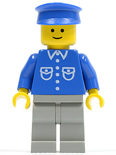 Shirt with 6 Buttons - Blue, Light Gray Legs, Blue Hat (but037)