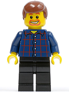 Plaid Button Shirt, Black Legs, Reddish Brown Male Hair, Dark Orange Goatee and Eyebrows (twn081)