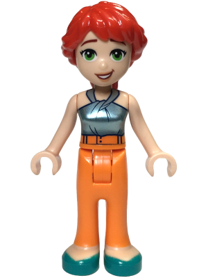 Friends Mia (Adult) - Metallic Light Blue Halter Top, Orange Pants, Dark Turquoise Shoes (frnd0681)