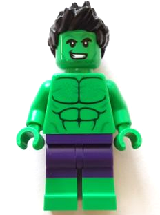 Hulk - Minifigure, Dark Purple Pants, Spiked Hair, Open Mouth Smile / Angry (sh0857)