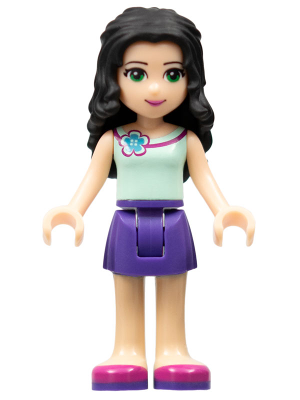 Friends Emma - Dark Purple Skirt, Light Aqua Top with Flower at Neck (frnd0108)