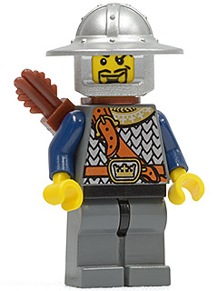 Fantasy Era - Crown Knight Scale Mail with Chest Strap, Helmet with Broad Brim, Curly Eyebrows and Goatee, Quiver (cas345)