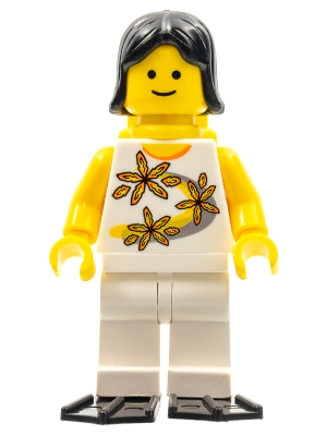 Yellow Flowers - Black Female Hair, Yellow Air Tanks, Black Flippers (twn061)