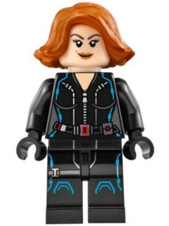Black Widow - Black Jumpsuit, Dark Orange Short Hair, Printed Legs, Dark Azure Trim (sh0186)