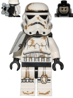 Sandtrooper - White Pauldron, Survival Backpack, Dirt Stains, Balaclava Head Print and Helmet with Dotted Mouth Pattern (sw0383)