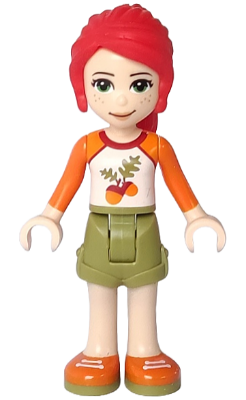 Friends Mia - Olive Green Shorts, White Top with Orange Sleeves and Acorns (frnd0289)