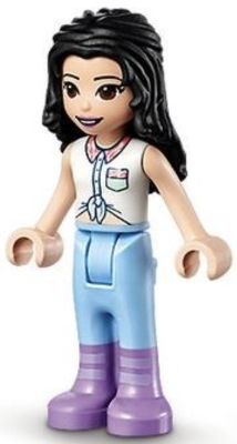 Friends Emma - Blue Riding Pants, White Collared Shirt, Black Hair (frnd0479)