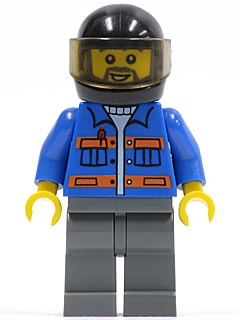 Blue Jacket with Pockets and Orange Stripes, Dark Bluish Gray Legs, Black Helmet, Gray Beard (cty0152)