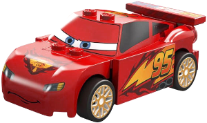 Lightning McQueen - Piston Cup Hood, White and Gold Wheels, Red 2 x 8 Plate, 3 Green 1 x 2 Plates (crs095)