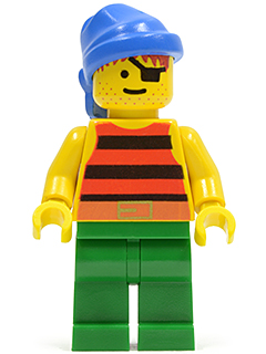Pirate Red / Black Stripes Shirt, Green Legs, Blue Bandana (pi029)