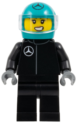 Formula 1 Driver, Mercedes - Female, Black Racing Suit, Dark Turquoise Helmet, Trans-Clear Visor (cty1831)