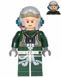 Rebel Pilot A-wing (Open Helmet, Dark Green Jumpsuit, Frown / Scared) (Arvel Crynyd) (sw0437)