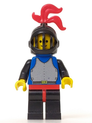 Breastplate - Blue with Black Arms, Black Legs with Red Hips, Black Arms, Black Grille Helmet, Red Plume, Blue Plastic Cape (cas218)