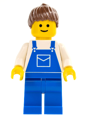 Overalls Blue with Pocket, Blue Legs, Brown Ponytail Hair (ovr017)