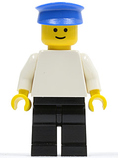 Plain White Torso with White Arms, Black Legs, Blue Hat (pln018)