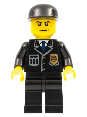 Police - City Suit with Blue Tie and Badge, Black Legs, Black Cap (cty0067)