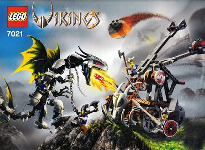 7021 Viking Double Catapult vs. the Armored Ofnir Dragon (Used) LEGO Vikings