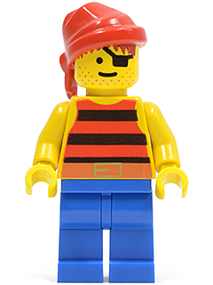 Pirate Red / Black Stripes Shirt, Blue Legs, Red Bandana (pi032)