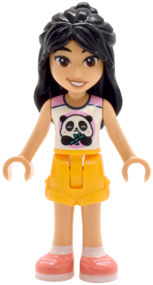 Friends Liann - White Top with Panda, Bright Light Orange Shorts, Coral Shoes (frnd0853)