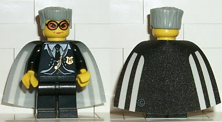 Madam Rolanda Hooch - Black Outfit, Yellow Head, Cape with White Stripes (hp021)
