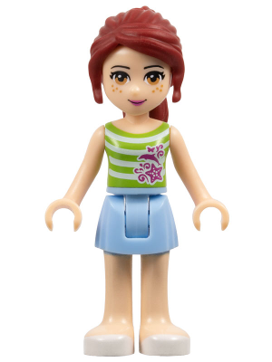 Friends Mia - Bright Light Blue Skirt, Green Top with White Stripes (frnd0045)